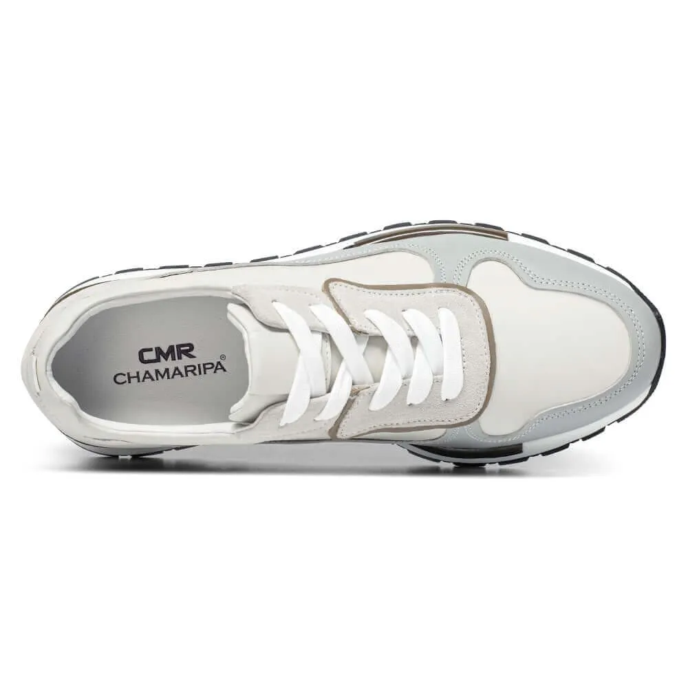 8 CM / 3.15 Inches Taller - CMR CHAMARIPA Shoes That Make You Taller - Elevator Sneakers For Men - Calfskin Leather Platform Sneakers